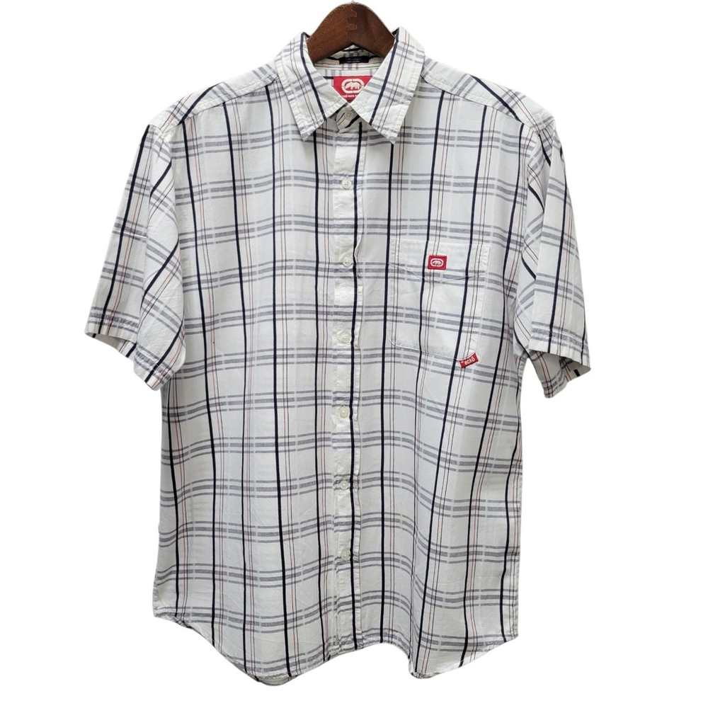 Ecko Unltd Dwyer Short-Sleeves Plaid Shirt Size Large Excellent Condition